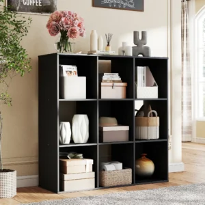 JHK 9 Cube Storage Organizer Wooden Shelf Bookcase Open Bookshelf for Living Room and Home Office Display Storage Bookcas........................................................