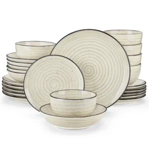 vancasso 24/48 Piece Beige Plates Dinner Sets Ceramic Dinnerware Sets