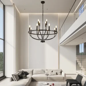 12-Light Black Chandelier Diam 33.46 Inch