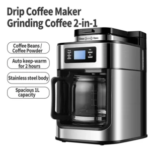 Coffee beans or powder can be used，Electric grinding drip coffee machine 2-in-1