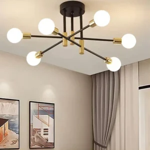 1 Modern  Chandelier 6-Light Industrial Ceiling Lights Fixture 22" Semi Flush Mount Ceiling Light with for Dining Room Bedroom F