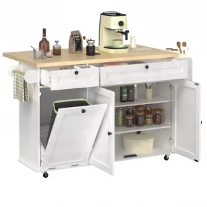 60" Mobile Kitchen Islands Rolling Trolleys Kitchen Island Table