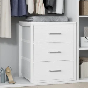 Closet Drawers White Fabric 3 Drawer Small Dresser for Closet Organizers and Storage Bedroom Dorm Modern