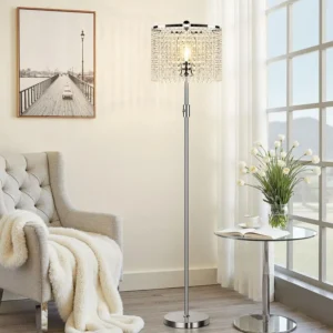 Dimmable Crystal Floor Lamps for Living Room, 1000LM LED Bulb Included