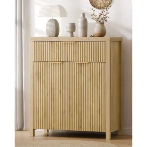 luted Buet Cabinet or Kitchen, 28.3" Sideboard Cabinet Natural